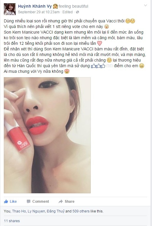 Huỳnh Khánh Vy nhiệt tình chia sẻ bí quyết trang điểm của mình trên trang cá nhân.