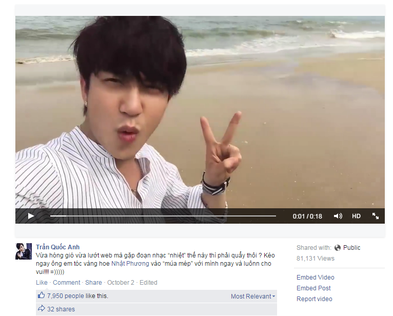 Clip của Bê Trần được fan ủng hộ nhiệt tình.