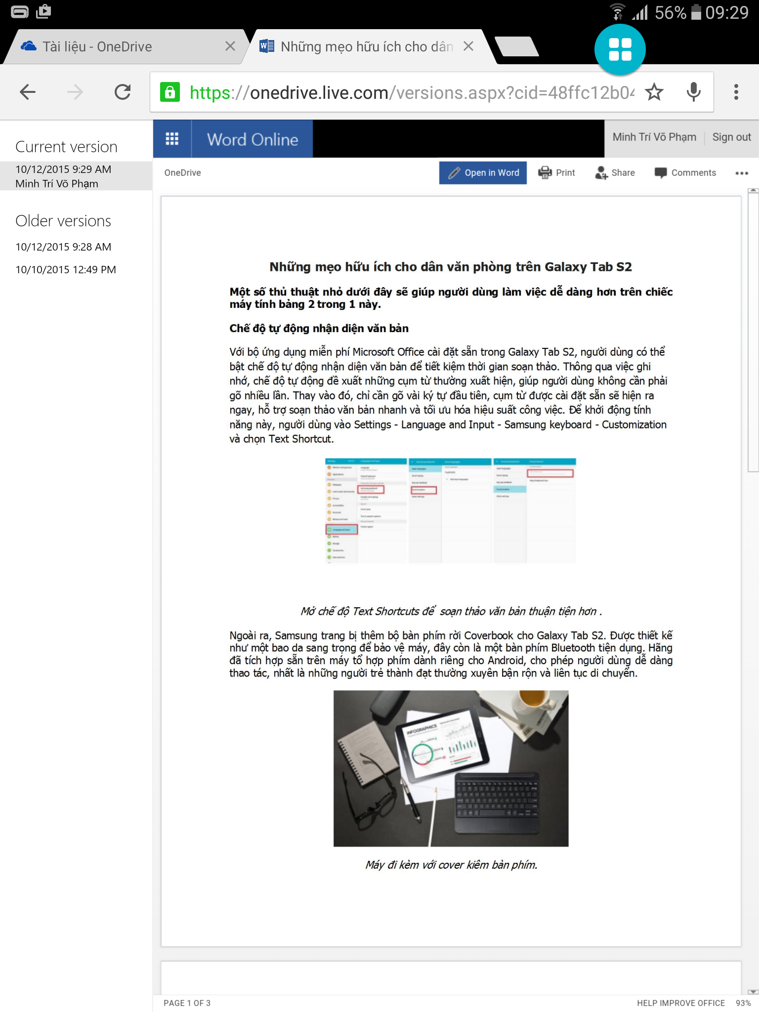 Sử dụng OneDrive trên trình duyệt Chrome để xem lại những phiên bản cũ của dữ liệu phòng khi bạn lỡ tay xóa mất hay chưa kịp lưu lại