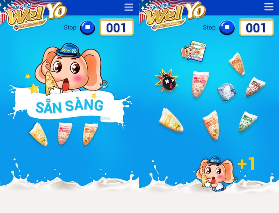 Giao diện đáng yêu của game Đại gia sữa chua đá Wel Yo.