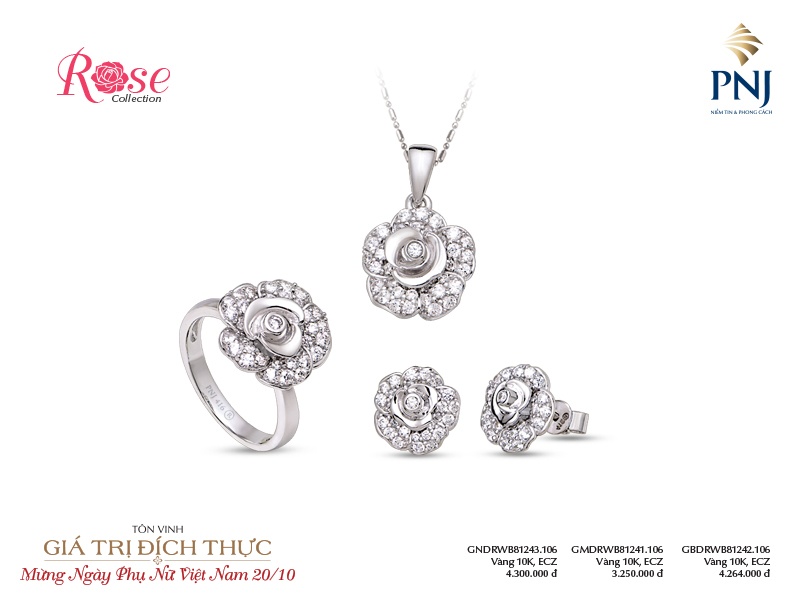 Bên cạnh đó, PNJ còn giới thiệu BST “Ngọc biển”, BST “Kim cương Royal”, BST “Huyền bí” với sắc màu đa dạng, kết hợp hoàn hảo giữa phong cách cổ điển và tinh tế phương Đông với nét phóng khoáng, quyến rũ của phương Tây trên chất liệu vàng 18K, 14K. 