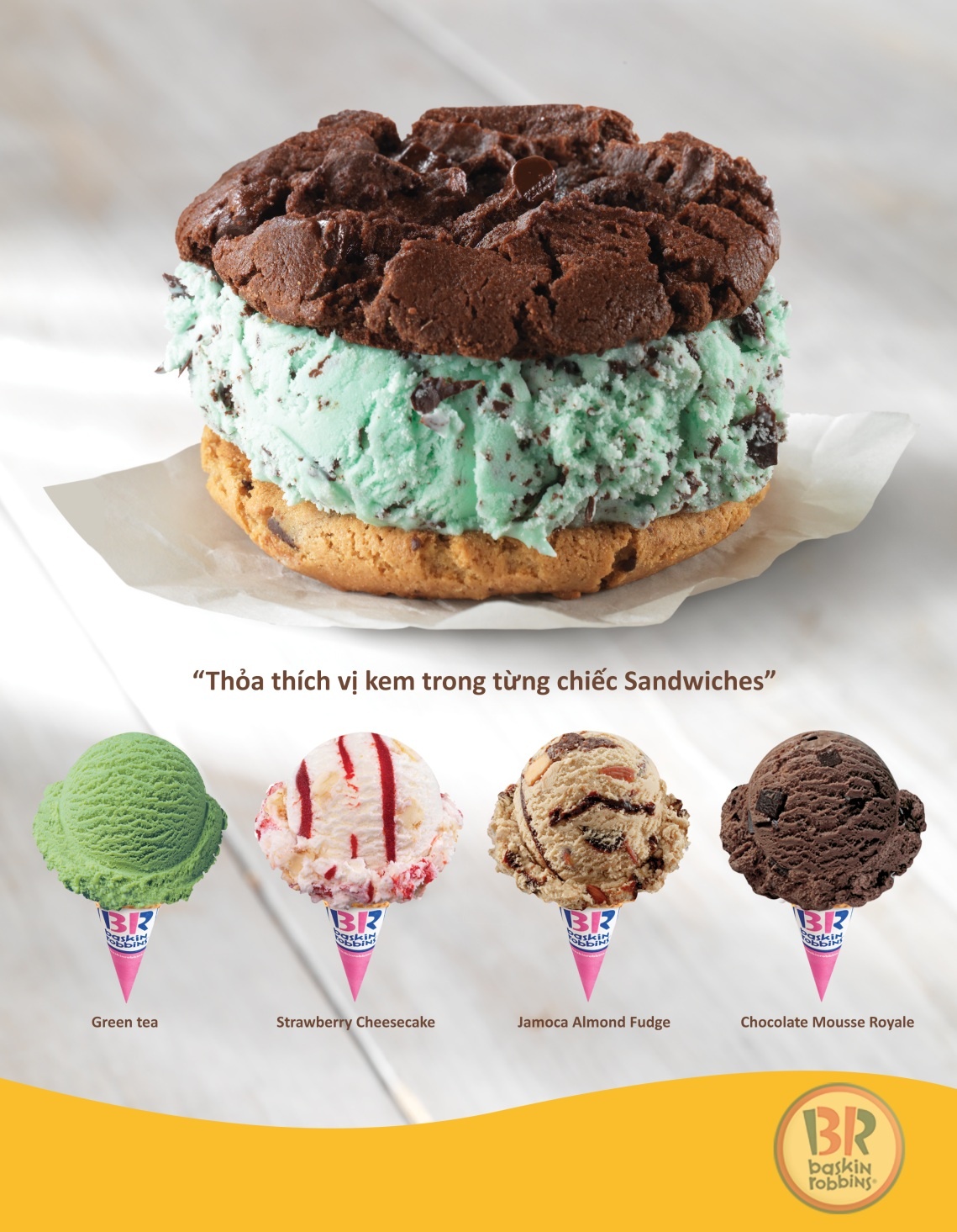 Lựa chọn vị kem yêu thích trong từng chiếc Sandwiches