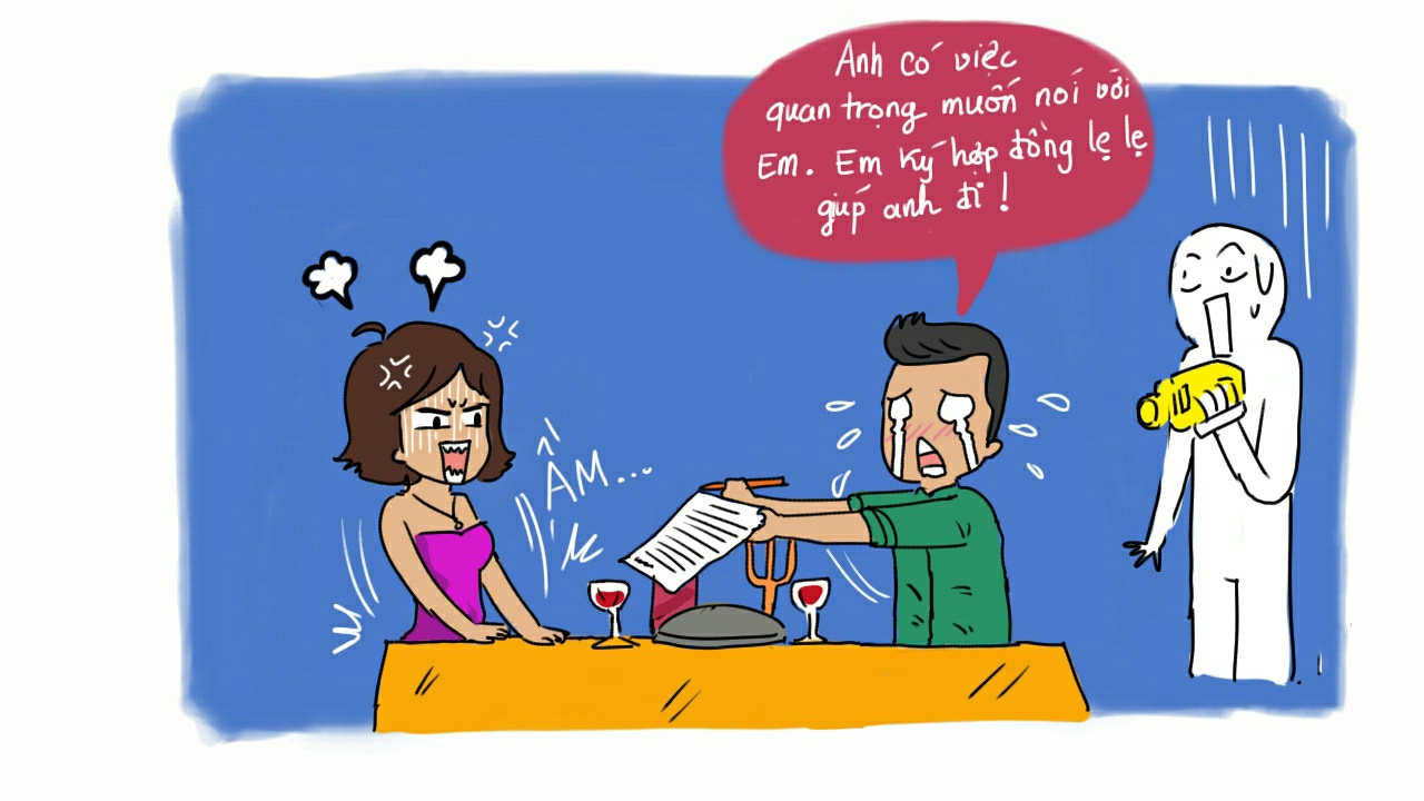 Cũng giống như khi đối tác hẹn em đi ăn ở ăn nhà hàng lãng mạn, thật ra chỉ vì… muốn chốt hợp đồng thật nhanh. Đơn giản vậy thôi. Nên về sau em đừng xốn xang mỗi lần nhận lời một cuộc hẹn ăn tối nữa.