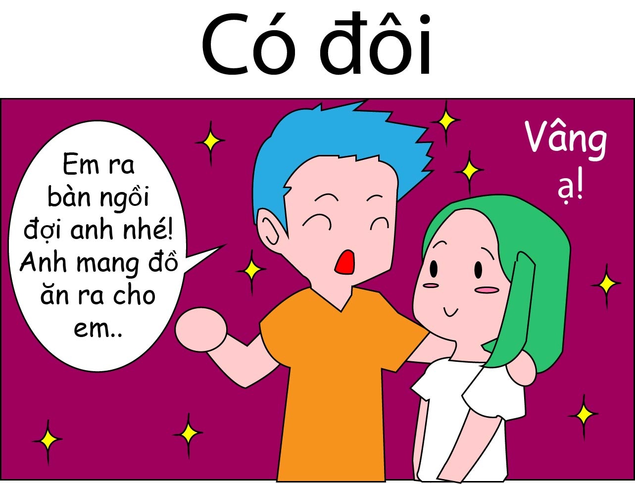  Trong khi đó, ở bàn bên cạnh, những người có đôi chăm sóc và quan tâm nhau rất tận tình.