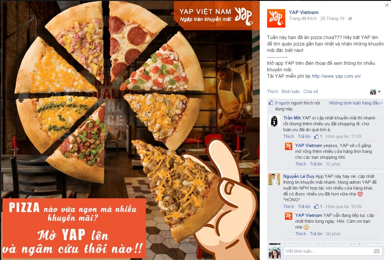 Cộng đồng thích thú với các thông tin khuyến mãi từ Yap.
