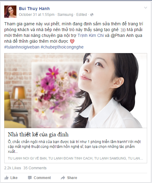 Người mẫu Thúy Hạnh nhận xét quiz rất vui và sáng tạo)