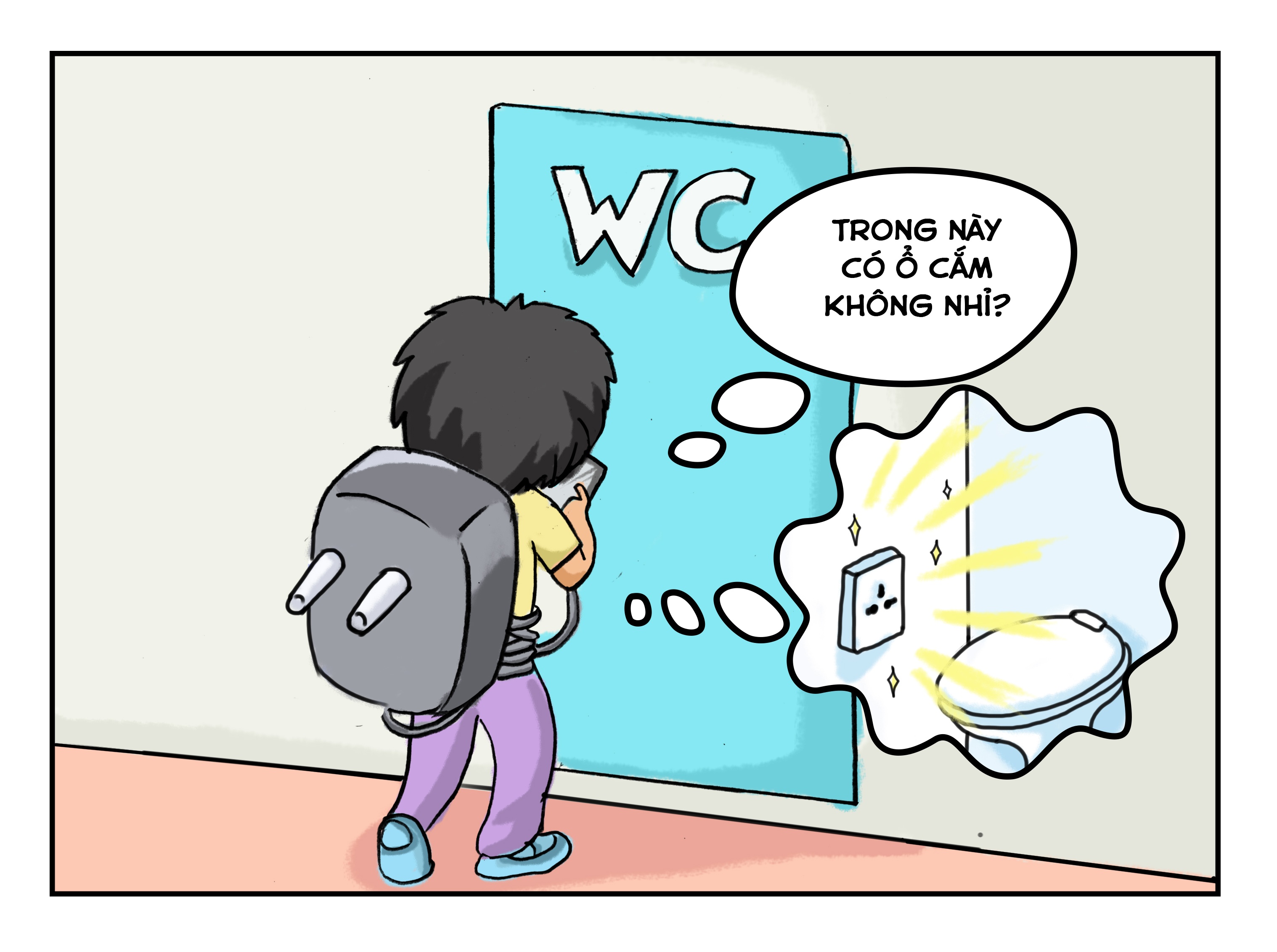 Nhiều người còn nảy ra ý tưởng bổ sung thêm nhiều ổ cắm trong WC để tranh thủ sạc lúc đi vệ sinh.