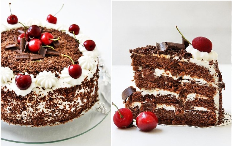 Black Forest trang trí bắt mắt bằng những trái cherry đỏ.