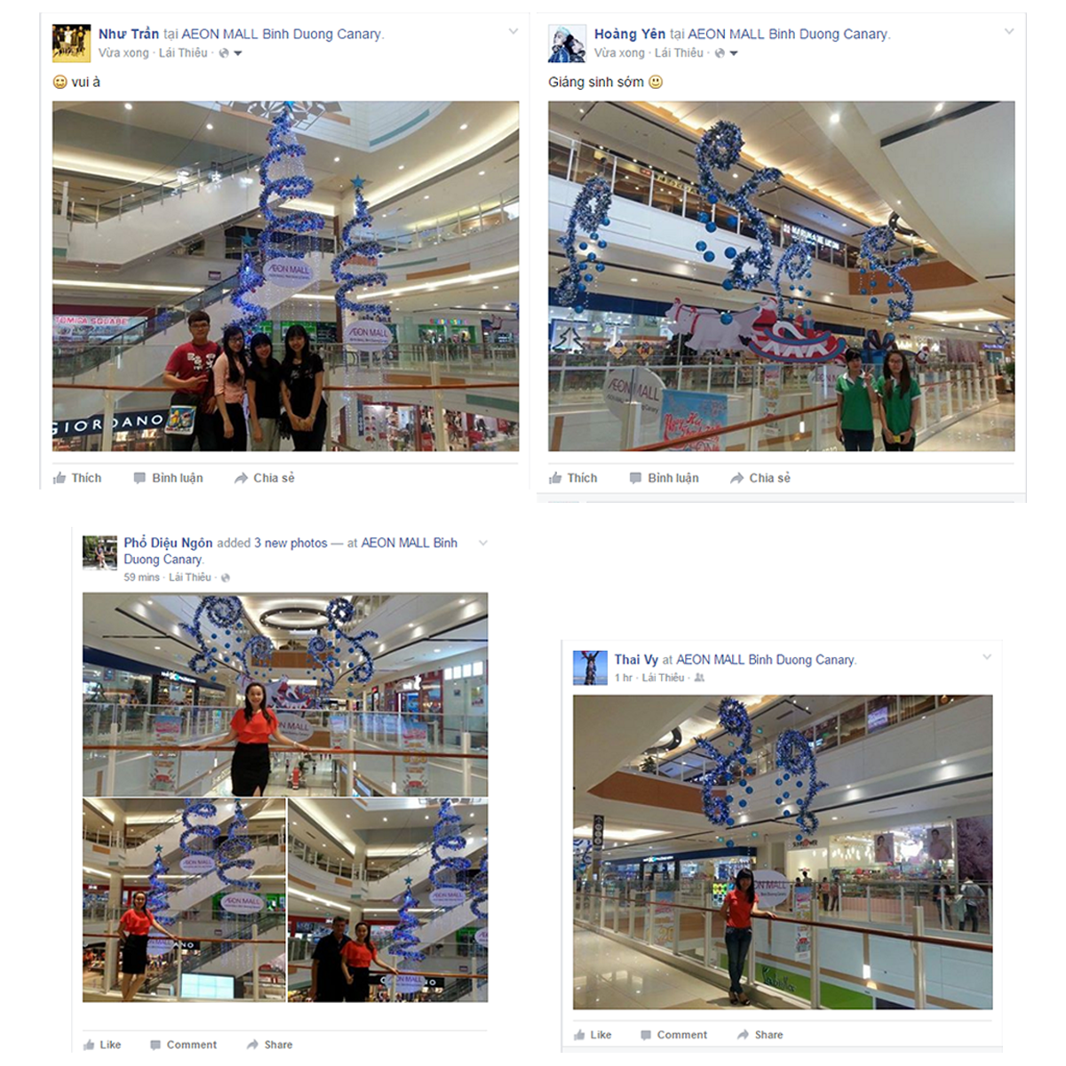 Toàn bộ trung tâm mua sắm AEON MALL nhập tràn sắc màu giáng sinh.