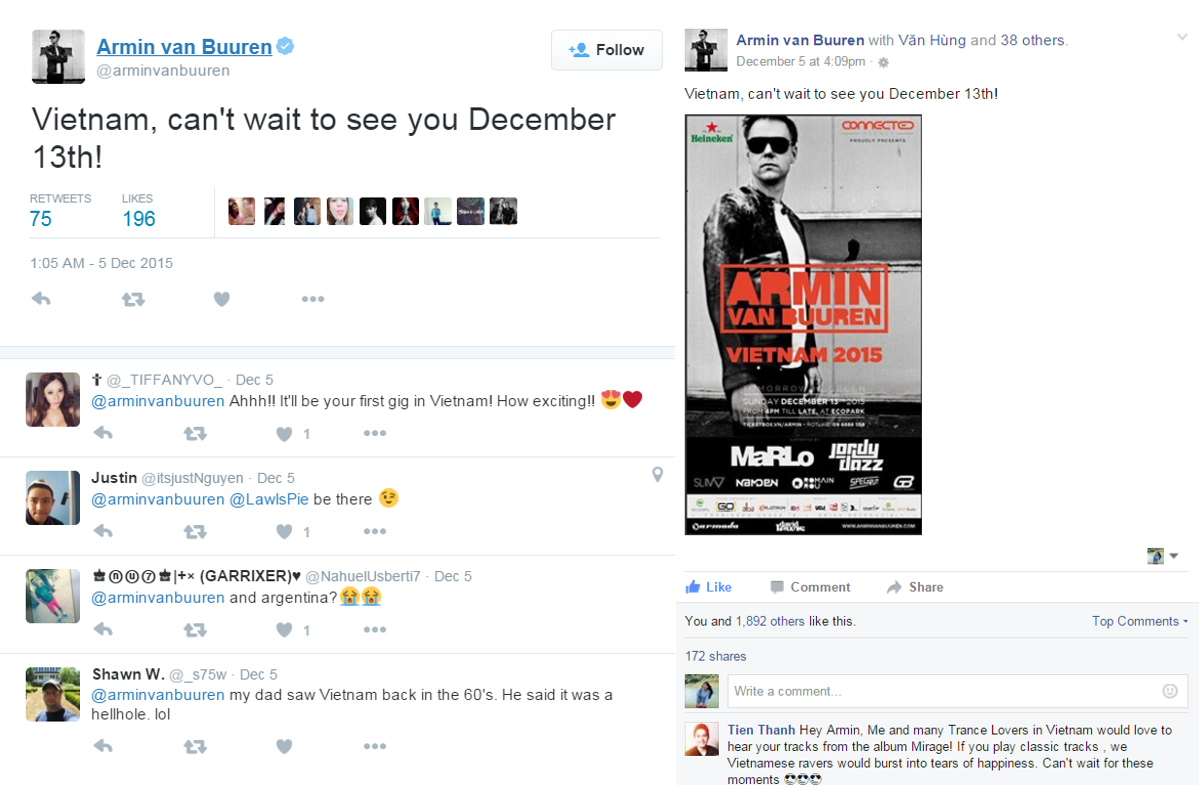 Ông hoàng nhạc trance bày tỏ sự háo hức trước đêm diễn đầu tiên tại Việt Nam trên trang cá nhân.