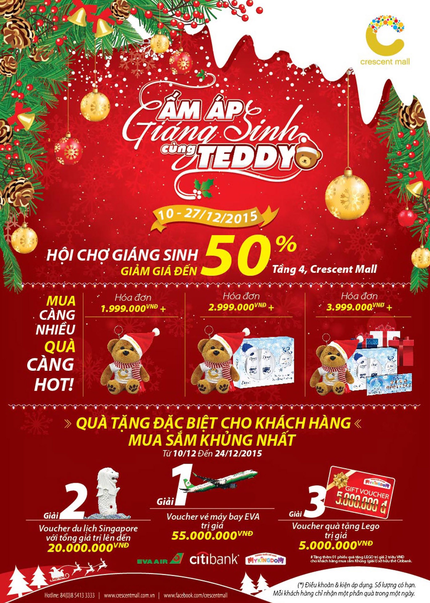 Cơ hội sở hữu chú Gấu Teddy đáng yêu cùng nhiều giải thưởng giá trị khi mua sắm tại Crescent Mall.