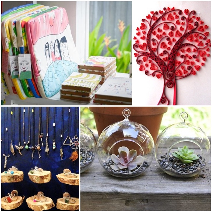 Nhiều các mặt hàng trang sức, trang trí gia đình lạ mắt được bày bán tại ngày hội.