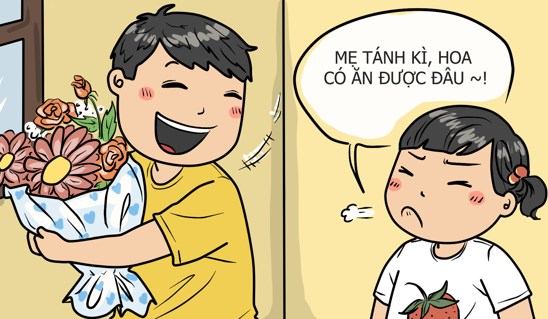 Tranh vui: Doi dap hai huoc giua bo me va con cai hinh anh