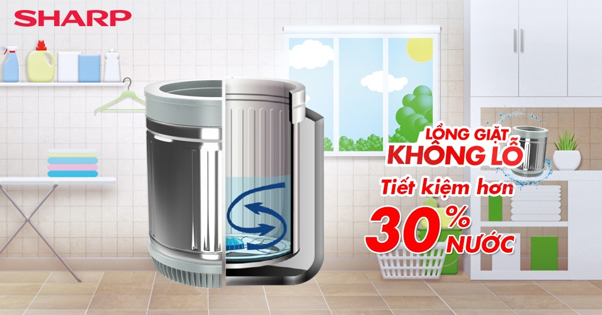 lồng giặt không lỗ của máy giặt Sharp ảnh 4 long giat khong lo cua may giat Sharp anh 4