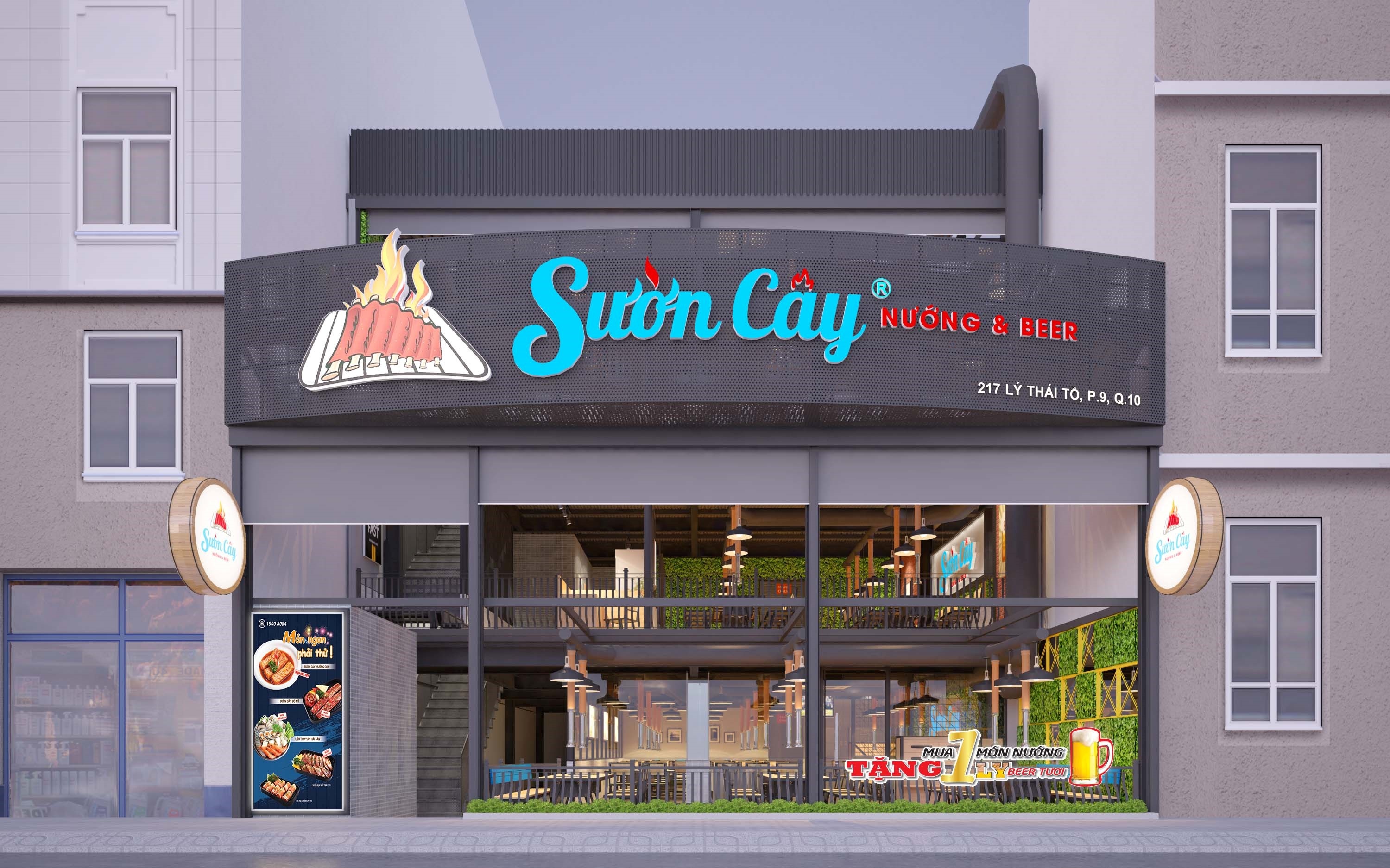 Suon cay - mot mon nuong, tang mot bia tuoi mung khai truong hinh anh