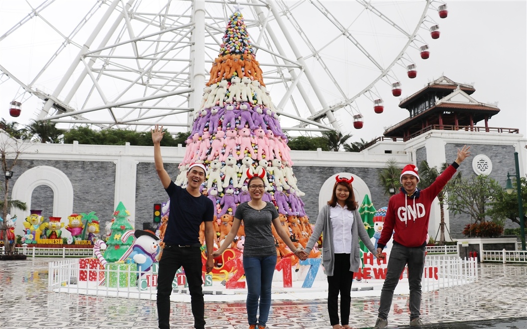 Cay thong Noel khong lo bang gau bong hut gioi tre Da Nang hinh anh