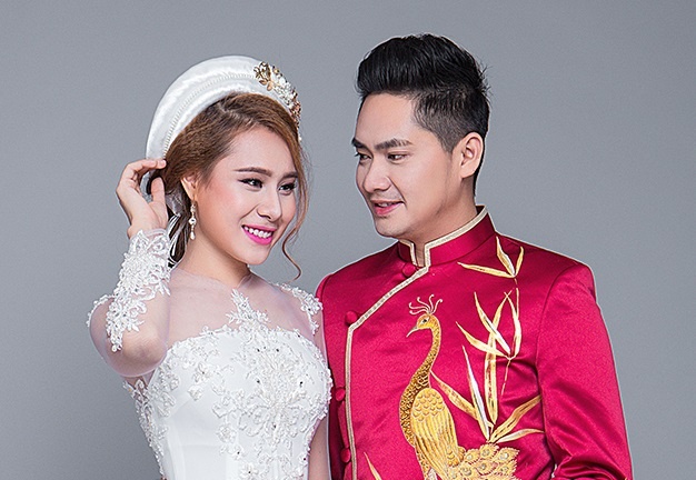 Minh Luan tinh tu voi Ho Bich Tram trong trang phuc ao dai cuoi hinh anh