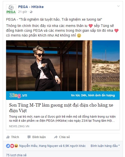 Son Tung M-TP dai dien hinh anh cho PEGA anh 1