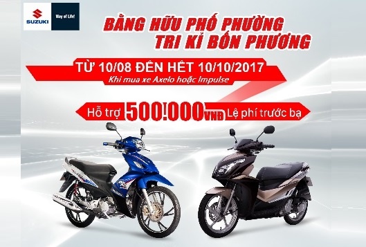 Suzuki ho tro phi truoc ba, tang qua khi mua xe Axelo va Impulse hinh anh