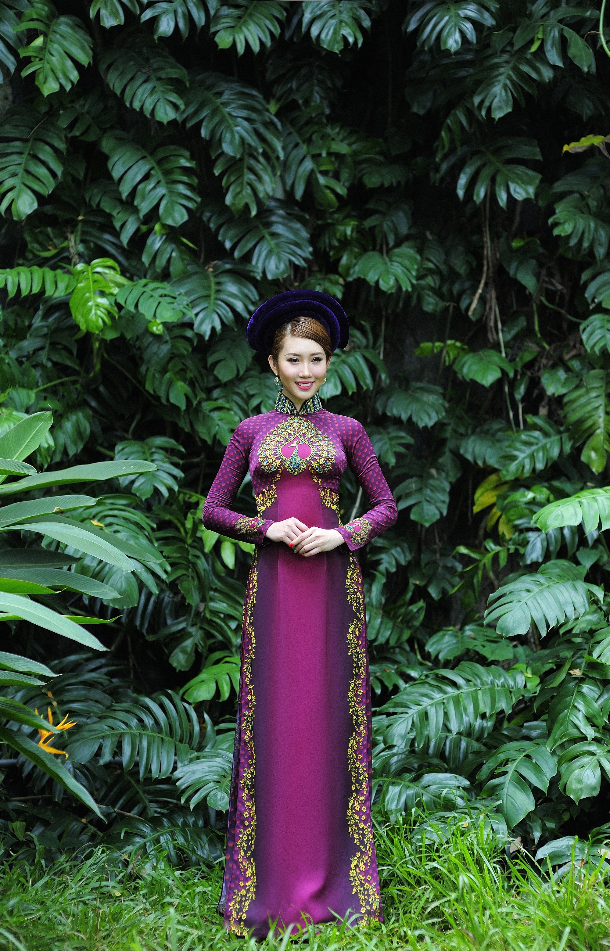 BST áo dài họa tiết chim công cách điệu ảnh 3 BST ao dai hoa tiet chim cong cach dieu anh 3