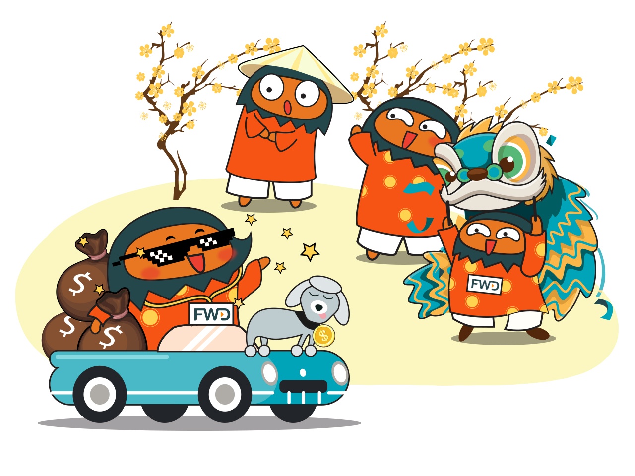 Nhung cau chuc Tet ngo nghinh bang sticker hinh anh