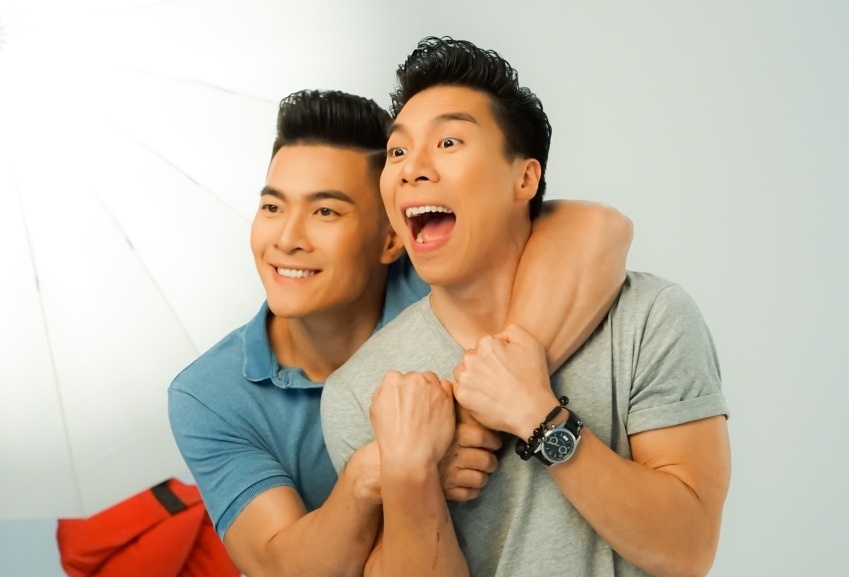 Quoc Co, Quoc Nghiep 'quay tung' hau truong chup hinh cho Vietnamobile hinh anh