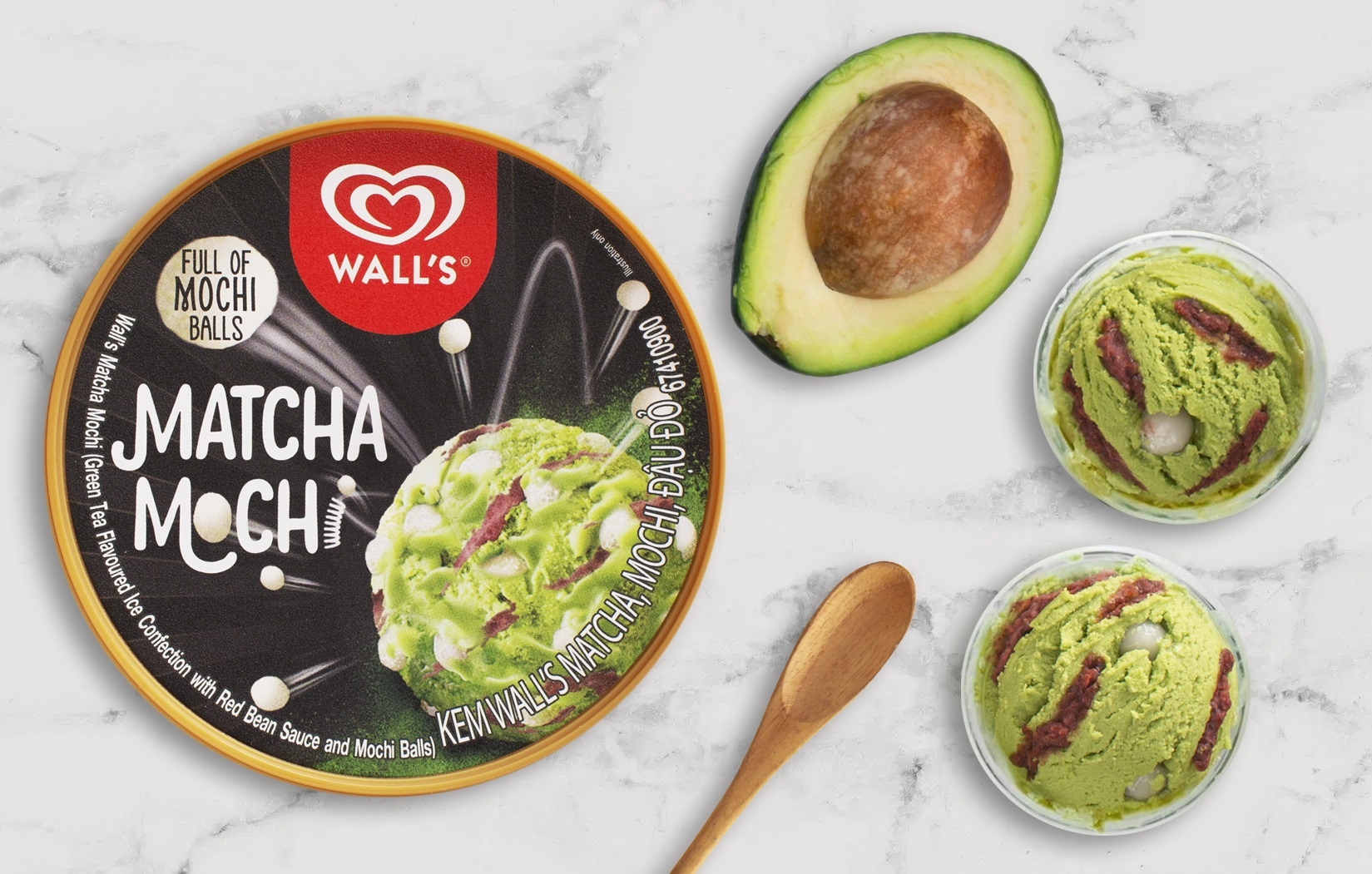 Bien tau la mieng voi qua bo va kem matcha mochi hinh anh