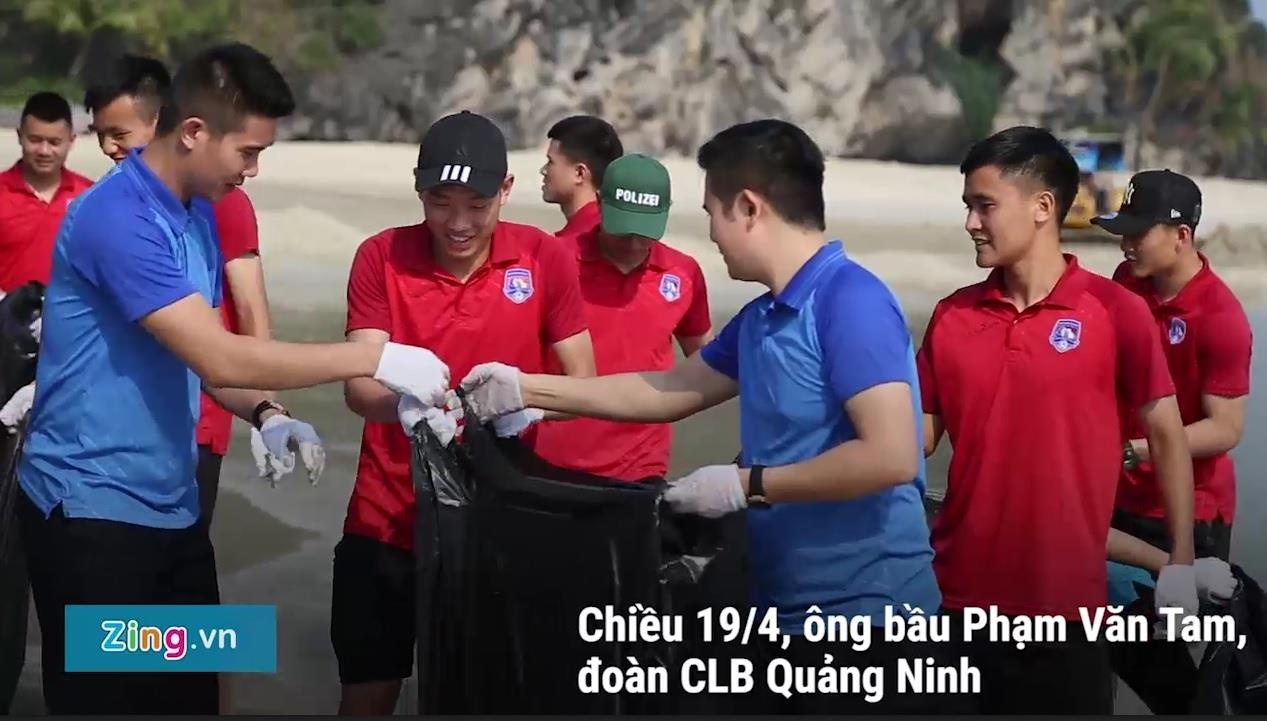Video - Bau Tam va CLB Quang Ninh doi nang don rac bai bien hinh anh