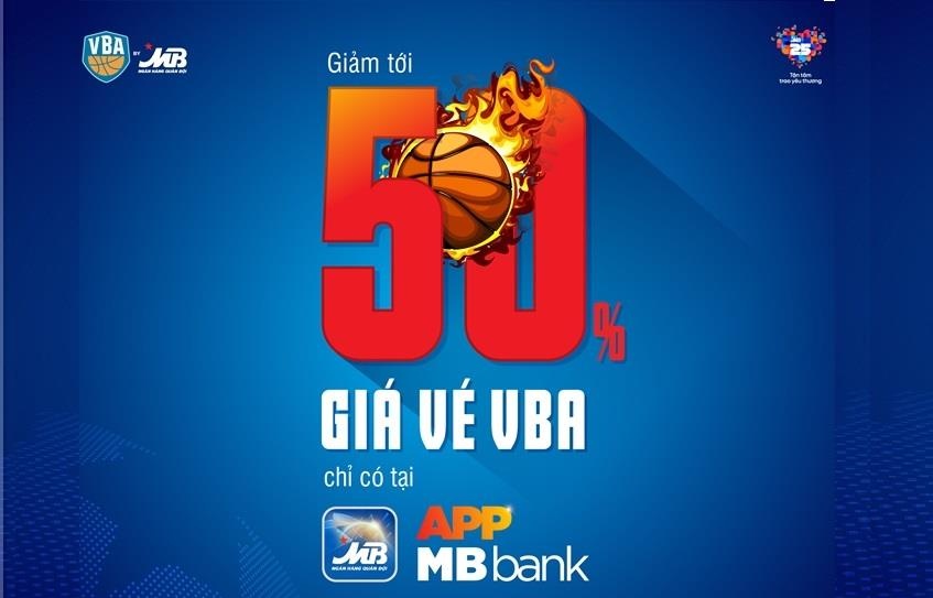 Giam den 50% ve xem giai bong ro VBA by MB khi mua qua app MBBank hinh anh