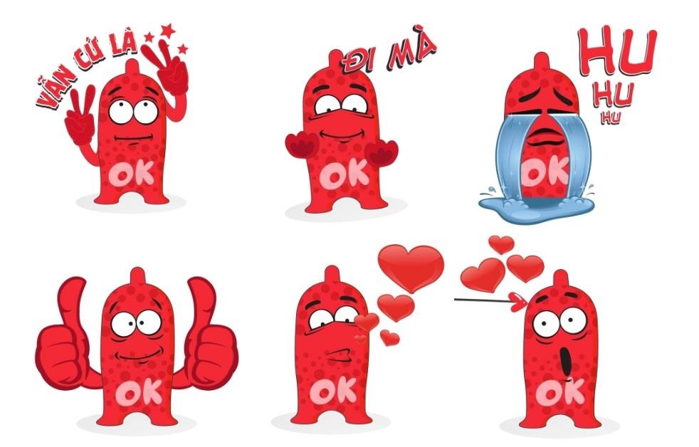 Bộ sticker của bao cao su OK ảnh 2 Bo sticker cua bao cao su OK anh 2