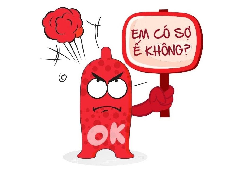 Nhan hang bao cao su OK tung bo sticker ngo nghinh tren Zalo hinh anh