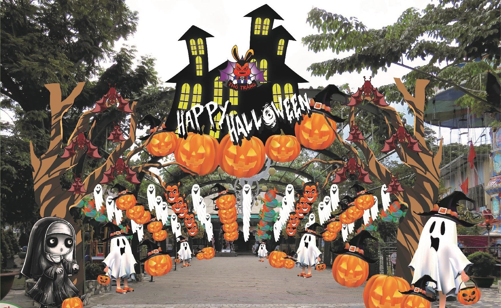 Le hoi Halloween day mau sac tai cac khu vui choi Tho Trang hinh anh