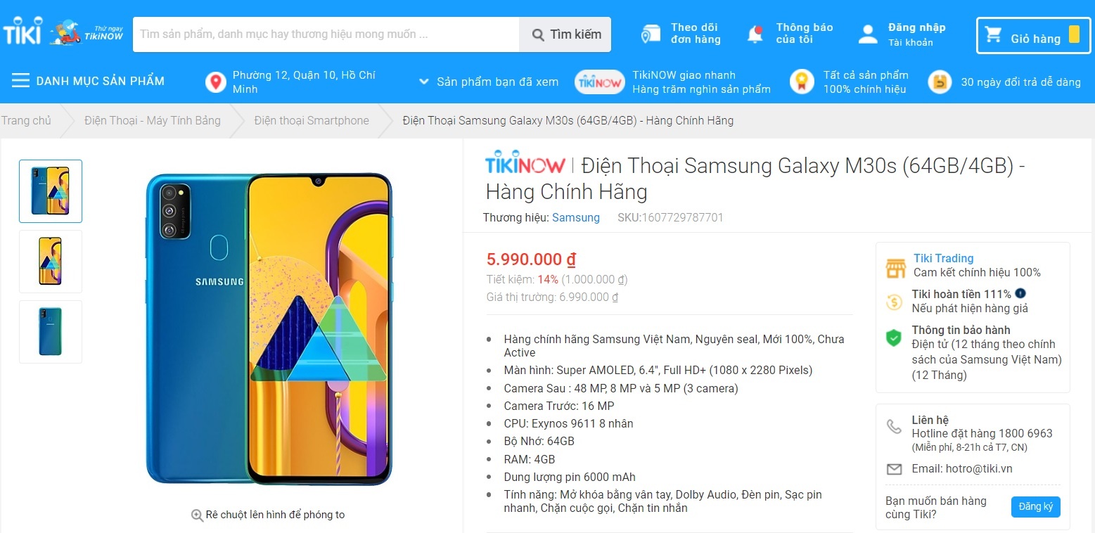 Tiki giảm giá Galaxy M30s ảnh 1 Tiki giam gia Galaxy M30s anh 1