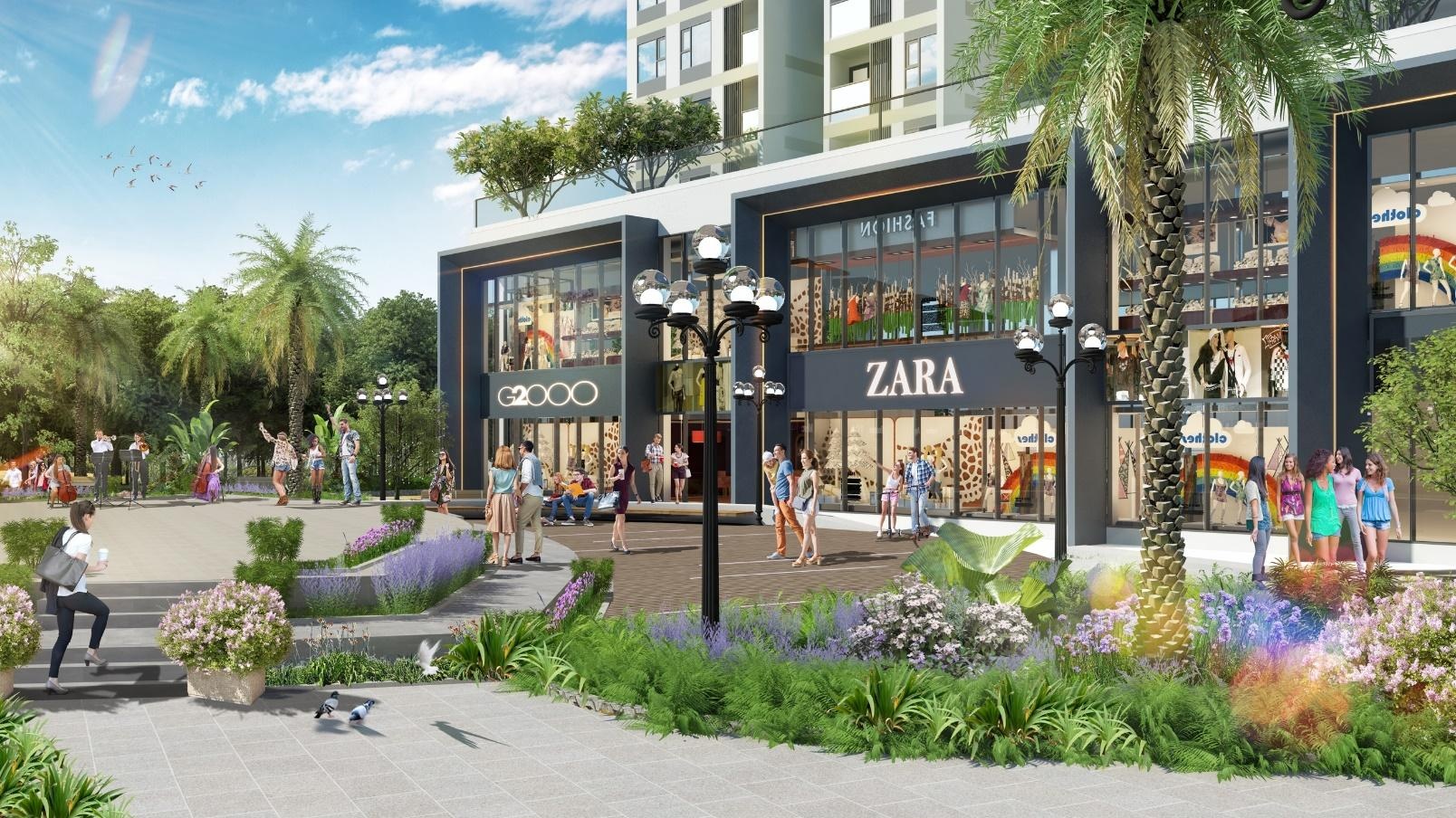 Ecopark trien khai pho di bo co thac nuoc, vuon hoa nhu san bay Changi hinh anh