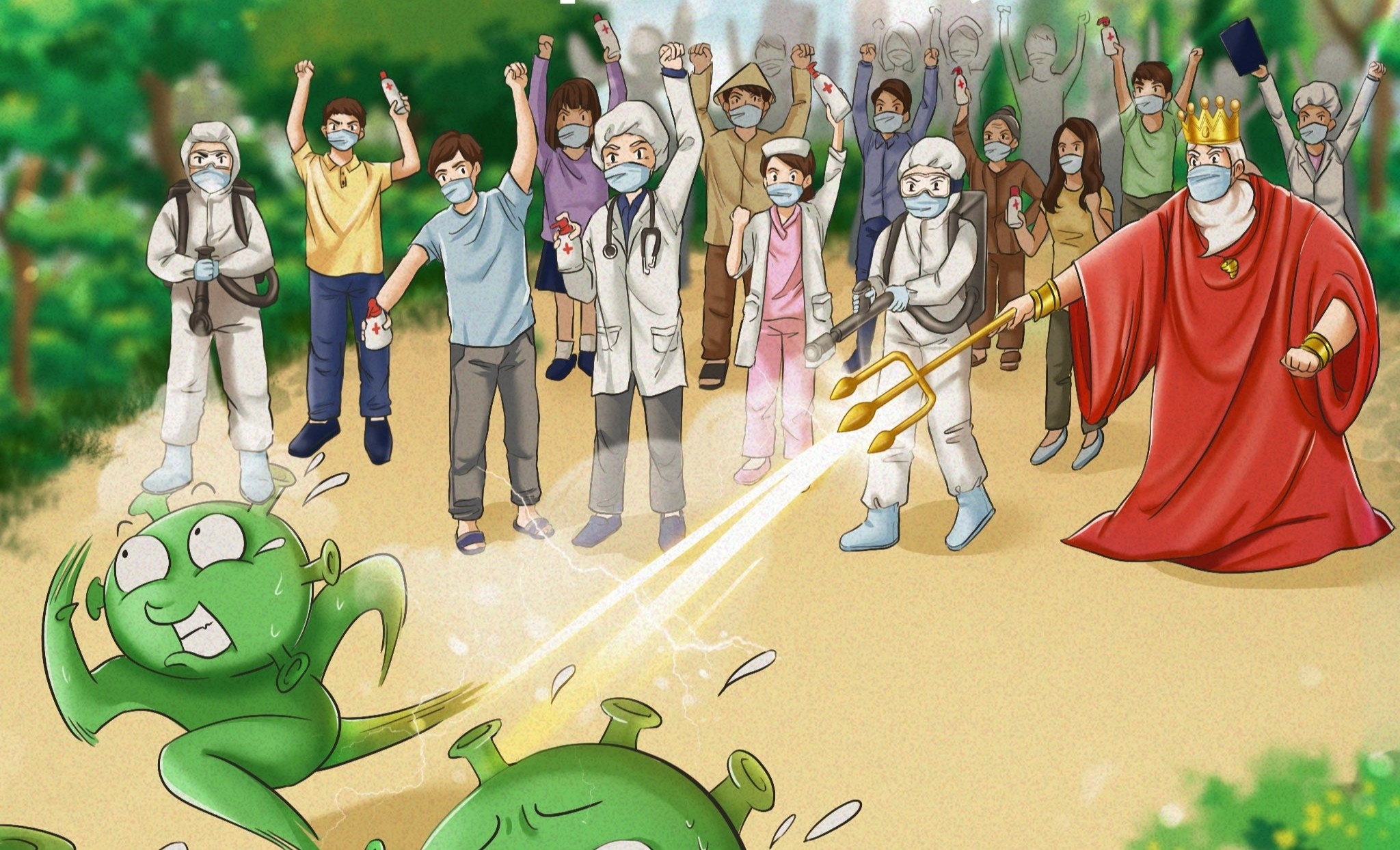 Bo tranh 'Tinh than diem 10' co vu Da Nang va ca nuoc chong dich hinh anh