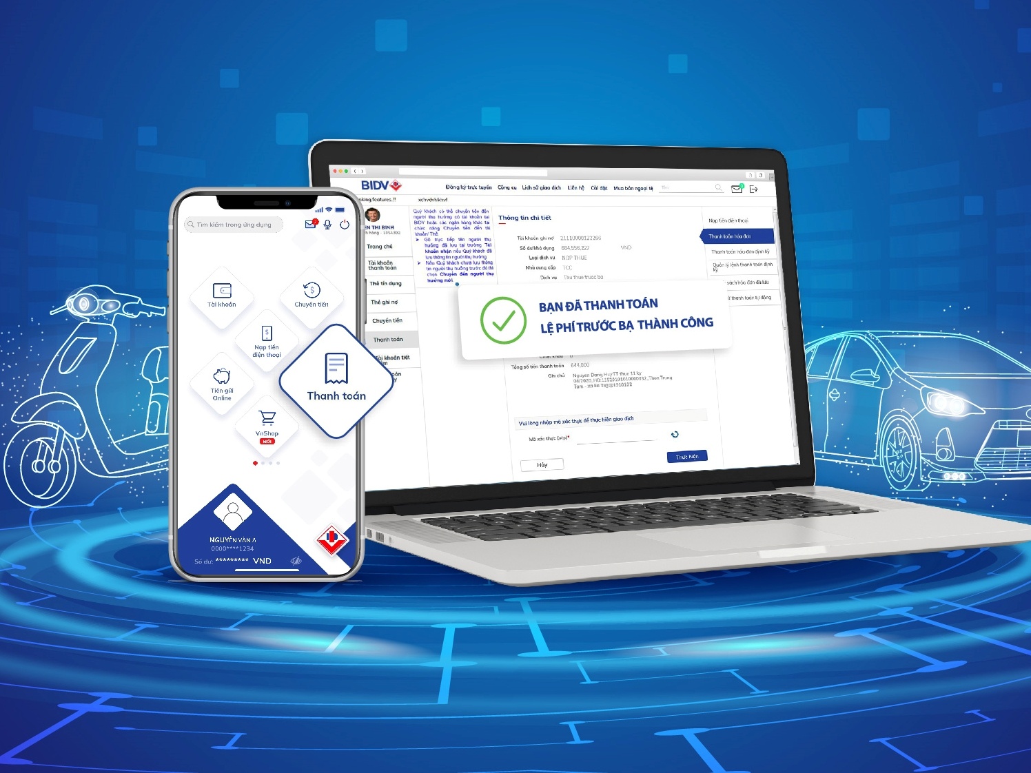 BIDV ho tro dong le phi truoc ba truc tuyen hinh anh