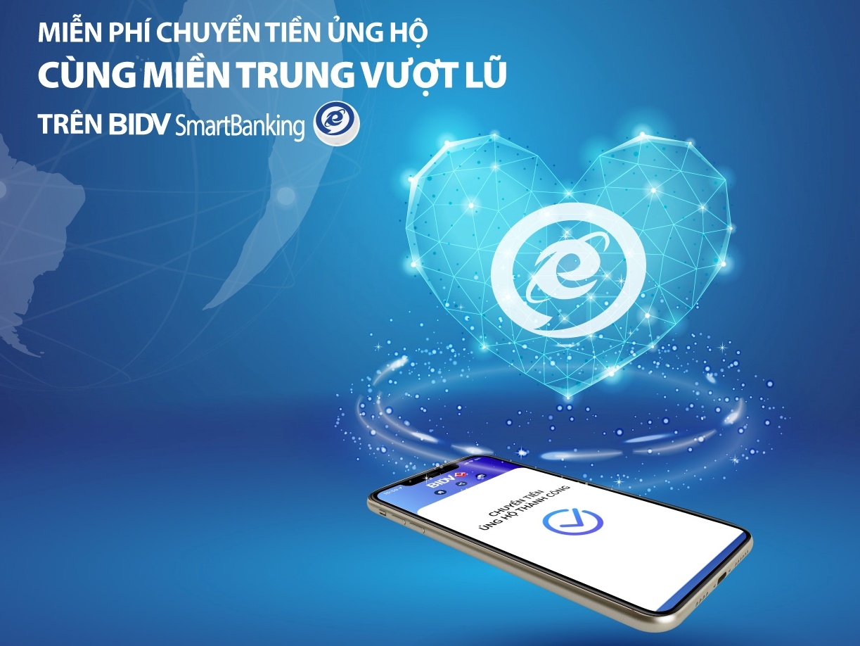 BIDV mien phi chuyen tien ung ho mien Trung vuot lu hinh anh