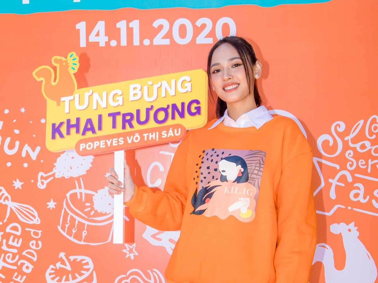 Cara xuat hien tre trung tai su kien khai truong cua hang Popeyes hinh anh