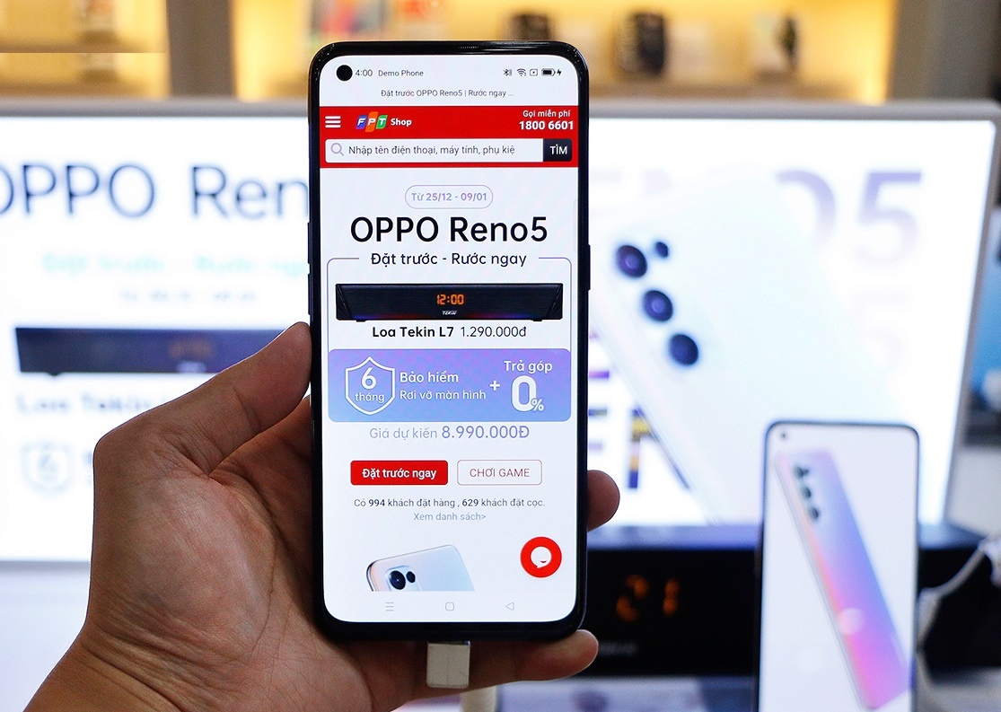 FPT Shop tang loa Bluetooth 1,29 trieu cho khach dat truoc Oppo Reno5 hinh anh