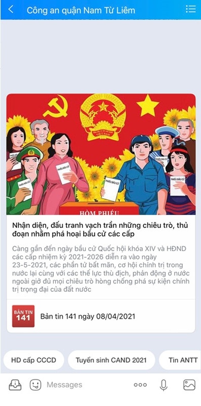 Zalo,  bau cu dai bieu Quoc hoi khoa XV anh 2