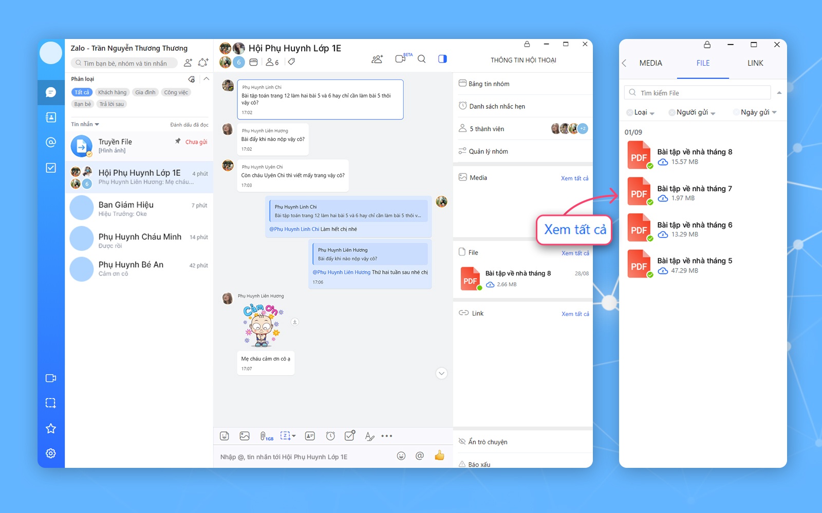 Zalo PC,  day hoc online anh 3