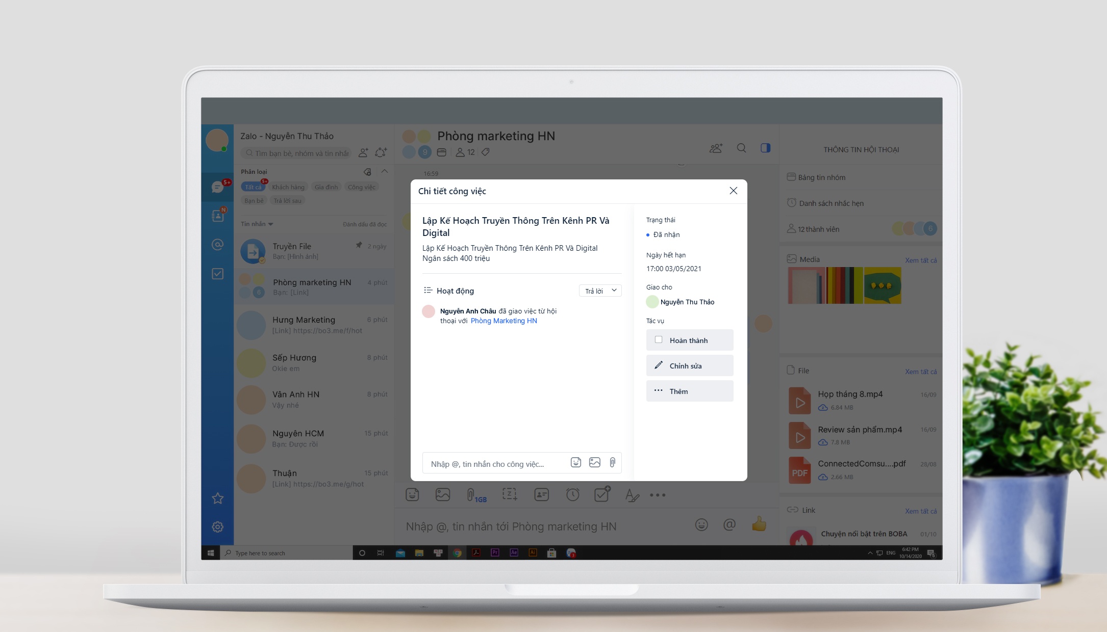 Zalo PC,  day hoc online anh 4