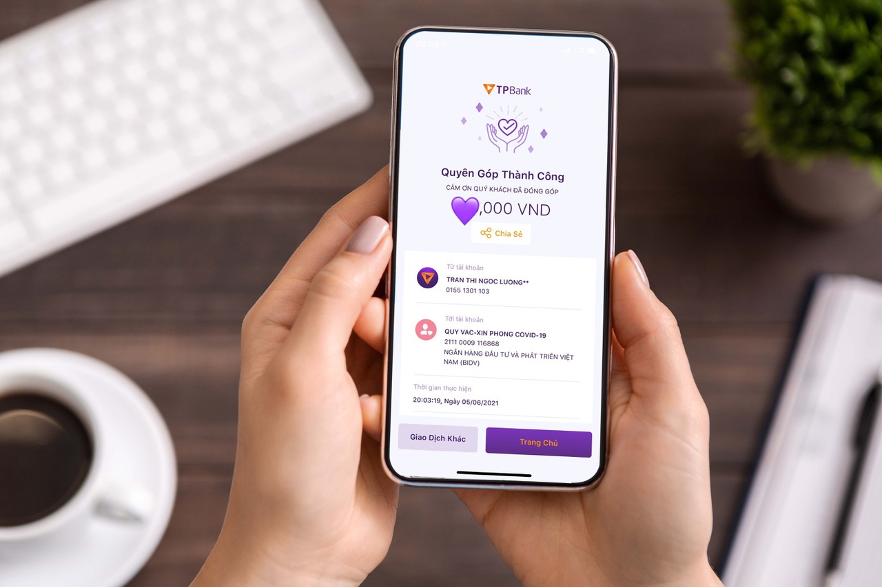 TPBank ra mat tinh nang nhan quyen gop cho quy vaccine hinh anh