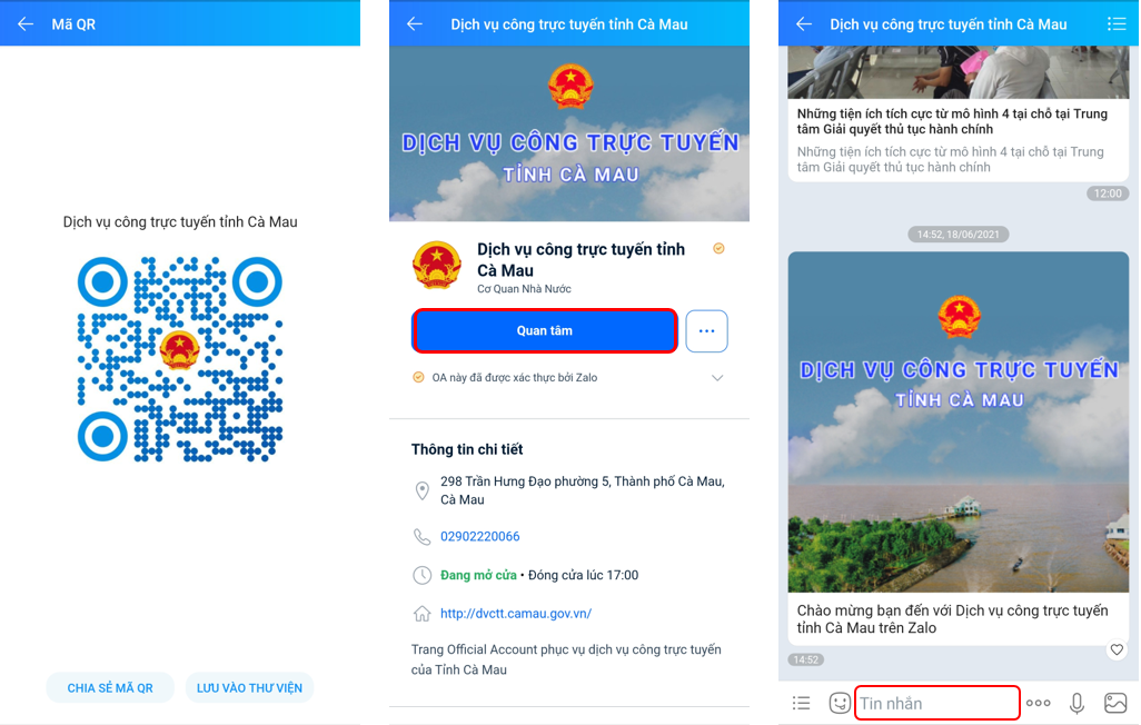 Zalo,  giai quyet thu tuc hanh chinh anh 2