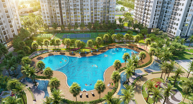 Cong vien noi khu phong cach My tai Vinhomes The Miami hinh anh