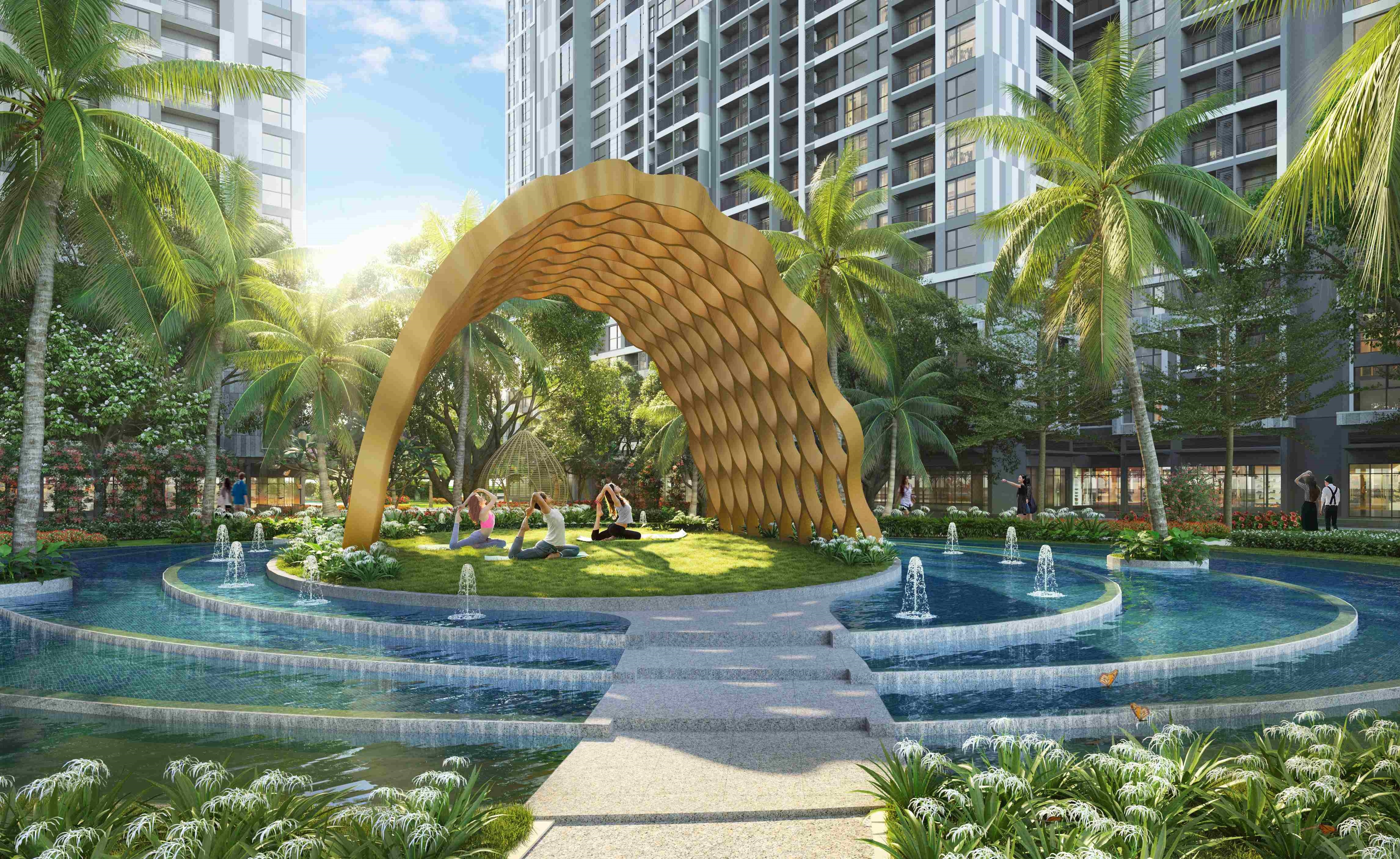 Ngam dao yoga tai phan khu The Pavilion, Vinhomes Ocean Park hinh anh