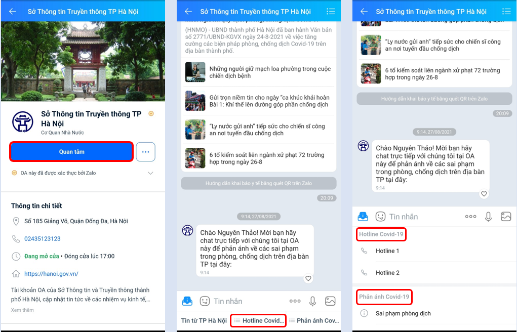 Zalo,  So Thong tin Truyen thong TP Ha Noi anh 1