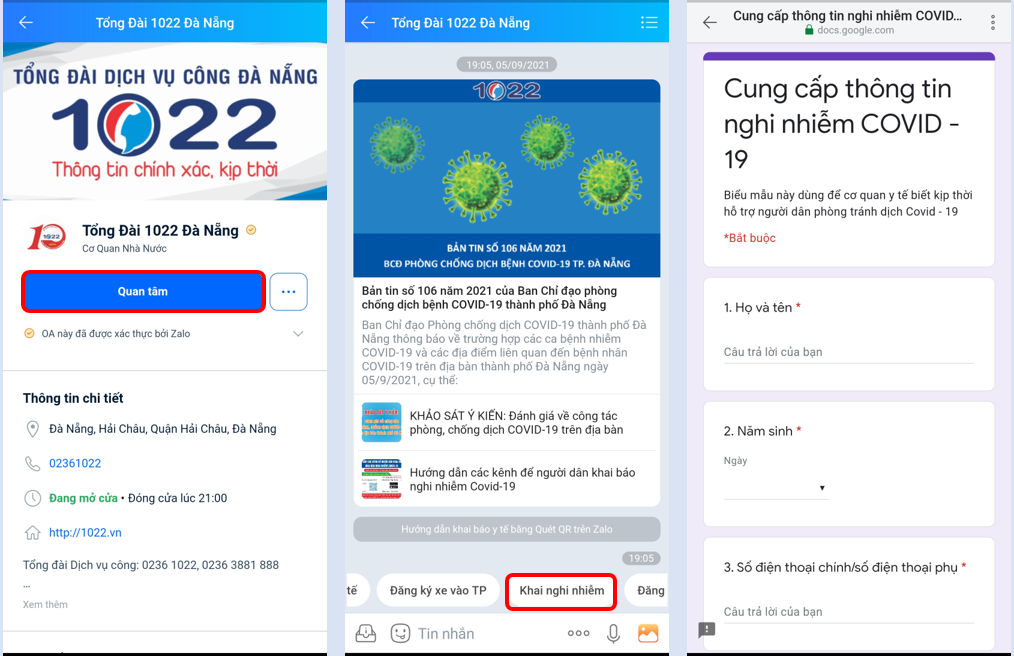 Zalo,  kenh khai bao qua Zalo anh 1