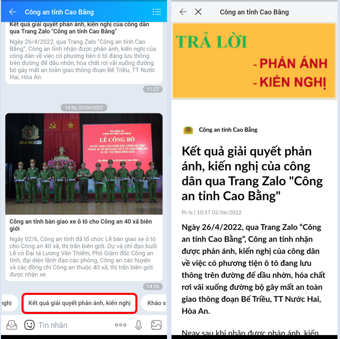 cong an tinh Cao Bang,  Zalo anh 8