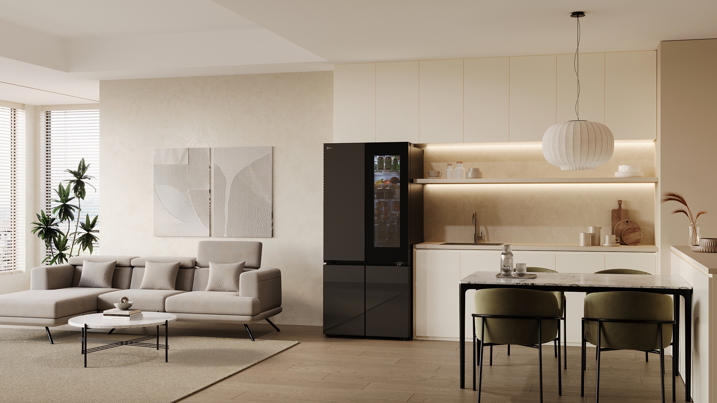 LG ra mat tu lanh 4 canh mat guong phu hop gian bep chau A hinh anh